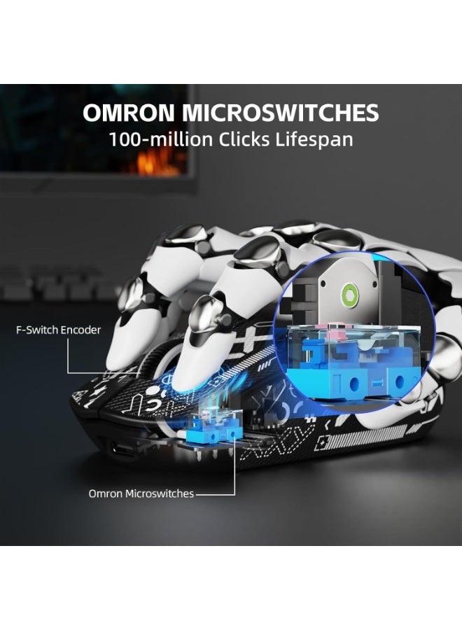 هجوم القرش ماوس الألعاب G3 PRO اللاسلكي، بتقنية بلوتوث، والسلكي - مستشعر بصري PAW3311، معدل استجابة 1K، دقة قابلة للتعديل حتى 25K نقطة في البوصة، بطارية 500 مللي أمبير، خفيف الوزن للغاية 59 جرامًا مع قاعدة شحن RGB - Image 2